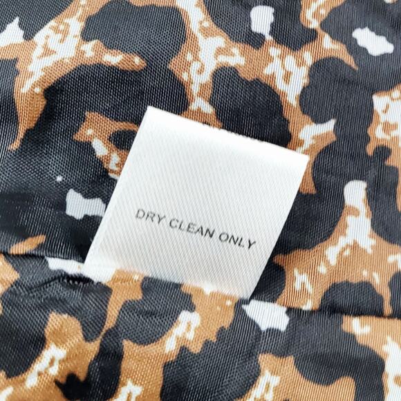 Vintage For Cynthia Black Trench Coat Leopard Print Lining Ruffled Wrists Size M - Picture 12 of 12